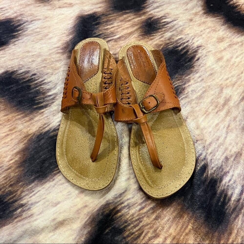 Pebble Beach Leather Slide On Thong Sandals Made in Brazil Women's Size 6
